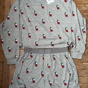 American Eagle Outfitters Snoopy Peanuts winter  Pajama Set with Tags